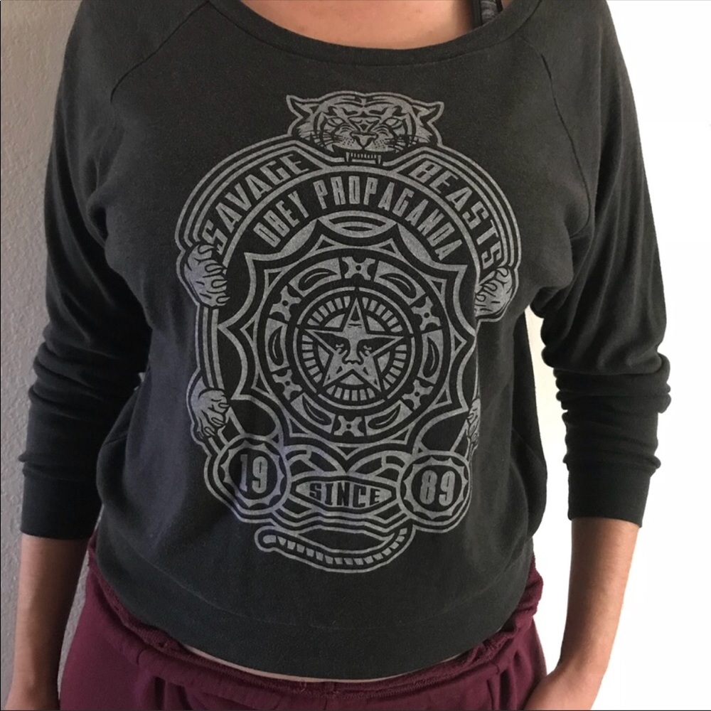 Grey obey pullover